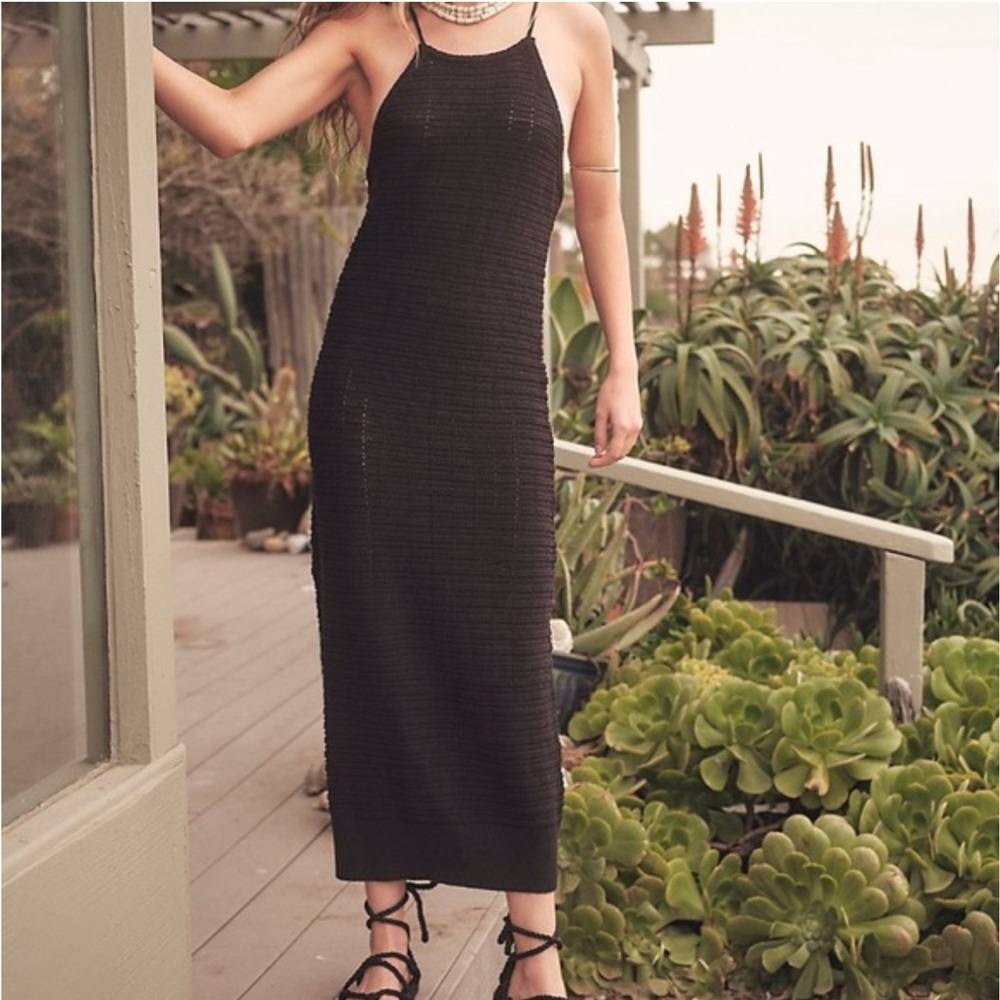 Free People Beach Mallorca Fauxchet Midi Dress ~ 100% Cotton Lace Up Back